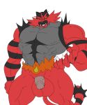  a-side abs balls incineroar male muscular nintendo pecs penis pinup pok&eacute;mon pok&eacute;mon_(species) pose serratus simple_background video_games white_background 