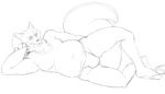  anthro barefoot bulge canine clothed clothing fox fundoshi gintaro japanese_clothing lying male mammal monochrome musclegut muscular muscular_male on_side overweight overweight_male sketch solo thegreatmatsutzu topless underwear 