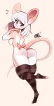  anthro breasts butt clothing female hair kanel legwear mammal mouse nipples nude presenting presenting_hindquarters pussy rodent solo thigh_highs white_hair 