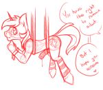  anthro bound cutie_mark english_text equine erection horn male mammal monochrome my_little_pony nude penis red_and_white rope simple_background sinclair2013 sketch solo text unicorn vacuus white_background 