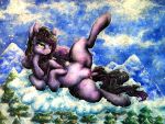  cloud dimwitdog equine fan_character feathered_wings feathers female feral mammal my_little_pony outside pegasus presenting pussy rome_silvanus sky smile snow solo wings 