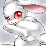  2015 anus blush box_xod female feral fur lagomorph looking_at_viewer low_res mammal presenting presenting_pussy pussy rabbit red_eyes solo white_fur 