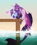  2018 alternate_species anthro clothed clothing detailed_background digital_media_(artwork) duo earthsong9405 equine female fin friendship_is_magic hair horn mammal marine merfolk my_little_pony partially_submerged purple_hair rarity_(mlp) twilight_sparkle_(mlp) unicorn water 