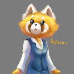  2018 absurd_res aggressive_retsuko anthro clothed clothing digital_media_(artwork) female fur hi_res mammal raccoon-mage red_panda retsuko sanrio simple_background solo 