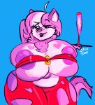  2018 anthro areola big_areola big_breasts breasts canine champagne_glass chest_tuft cleavage clothed clothing digital_media_(artwork) dog female hair hands_behind_head holding_object huge_breasts husky mammal momma_jerbear nipples open_mouth pink_hair raised_arm sharp_teeth simple_background skimpy slightly_chubby smutbooru solo standing teeth thick_thighs tongue torn_clothing tuft voluptuous wide_hips 