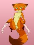  2018 anthro canine disney female fox fur green_eyes invalid_tag leaking mammal pussy simple_background solo zigrock001 zootopia 