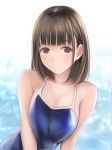  anegasaki_nene blue_swimsuit brown_eyes brown_hair collarbone competition_school_swimsuit long_hair looking_at_viewer love_plus mole mole_under_eye nannacy7 one-piece_swimsuit school_swimsuit solo swimsuit upper_body white_background 