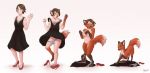  2018 anthro breasts brown_hair canine clothed clothing dress featureless_breasts female feral folhester footwear fox green_eyes hair high_heels human human_to_feral looking_at_viewer mammal naturally_censored nude open_mouth pigeon_toed sequence shoes short_hair simple_background solo standing surprise tail_growth transformation underwear white_background 
