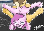  anus applejack_(mlp) ass_up dialogue dock duo earth_pony equine female female/female feral feral_on_feral friendship_is_magic hand_on_thigh horse legs_up looking_at_viewer mammal my_little_pony pinkie_pie_(mlp) pony pussy spread_legs spreading underhoof unknownclement upside_down 