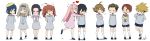  5boys 5girls ahoge arms_behind_back bag beret black_footwear black_hair blue_eyes blue_hair blue_hairband blue_shorts blush bread brown_hair bunny crossed_arms dress epeulu_(ate5424) eyebrows_visible_through_hair eyes_closed fringe futoshi_(darling_in_the_franxx) glasses gorou_(darling_in_the_franxx) green_eyes grey_dress grey_shirt hair_ornament hairband hand_on_hip hat heart hiro_(darling_in_the_franxx) holding_bag holding_stuffed_animal holding_stuffed_toy horns ichigo_(darling_in_the_franxx) ikuno_(darling_in_the_franxx) kokoro_(darling_in_the_franxx) light_brown_hair long_hair looking_at_another miku_(darling_in_the_franxx) mitsuru_(darling_in_the_franxx) multiple_boys multiple_girls oni_horns pink_dress pink_hair purple_eyes purple_hair red_horns shirt shoes short_hair shorts signature socks stuffed_animal stuffed_toy white_hairband white_legwear yellow_eyes yellow_hat zero_two_(darling_in_the_franxx) zorome_(darling_in_the_franxx) 