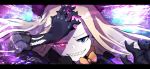  abigail_williams_(fate/grand_order) absurdres arm_up bangs black_bow black_dress black_gloves black_hat blonde_hair blue_eyes bow commentary_request dress elbow_gloves evil_grin evil_smile fate/grand_order fate_(series) gloves glowing glowing_eye gradient_hair grin hand_on_own_forehead hat head_tilt heterochromia highres long_hair long_sleeves looking_at_viewer multicolored_hair orange_bow parted_bangs protected_link purple_eyes shadow sharp_teeth silver_hair smile solo teeth torn_clothes torn_sleeves wada_kazu 