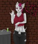  can canine cigarette female graffiti harkrun lysi mammal punk smoking solo trash_can 