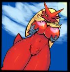  2018 anthro avian big_breasts blaziken boiful breasts female nintendo nipples nude pok&eacute;mon pok&eacute;mon_(species) pussy smile solo thick_thighs tongue tongue_out video_games 