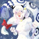  1girl artist_requset blue_eyes breasts furry nipples open_mouth short_hair solo white_tiger 