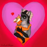  &lt;3 black_lips bosom breasts collar cuddling dragon embrace felix_ward female fur hair heterochromia horn hug kobold love male mammal muzzle_(disambiguation) procyonid raccoon raz_von_coon spike_(disambiguation) spikes thejoyfuldragon 