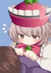  1girl 3: brooch brown_eyes brown_hair clenched_hands commentary_request flying_sweatdrops hammer_(sunset_beach) hat jewelry lyrica_prismriver shooting_star short_hair tears touhou upper_body 