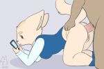  2018 aggressive_retsuko anal anal_penetration anthro blush breasts butt canine clothed clothing digital_media_(artwork) disinterested_sex distracted duo erection faceless_male female female_focus fennec fenneko fox from_behind_position fur half_clothed kneeling male male/female male_penetrating mammal penetration penis phone sanrio sex simple_background solo_focus tight_shirt zwijgen 