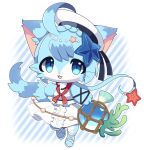  1girl artist_request blue_eyes blue_hair cat cat_busters furry open_mouth solo 