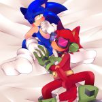  blush clothing crossgender cunnilingus cuntboy cuntboy/male custom_character_(sonic_forces) erection fingering fur gloves green_eyes hand_holding intersex intersex/male legwear male oral orange_eyes penis precum pussy red_fur sex socks sonic_(series) sonic_the_hedgehog vaginal video_games 