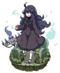  :d ahoge al_bhed_eyes bangs black_footwear breasts chandelure commentary_request dress fire full_body gen_5_pokemon hair_between_eyes hairband hex_maniac_(pokemon) highres holding holding_poke_ball legs_apart long_hair long_sleeves mary_janes nazonazo_(nazonazot) open_mouth poke_ball poke_ball_(generic) pokemon pokemon_(creature) pokemon_(game) pokemon_xy purple_dress purple_eyes purple_fire purple_hair purple_hairband shoes simple_background sleeves_past_wrists small_breasts smile solo standing teeth tombstone very_long_hair white_background 