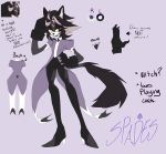  bangs black_eye black_fur black_nose canine classy claws clothing ear_tuft fangs fur girly gloves grin hair long_hair looking_at_viewer makeup male mammal open_maw sharp_teeth smile solo spades teeth trenchcoat tuft vilegrim white_eye wolf yellow_sclera 