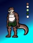  2018 anthro artsyfennecpaw brown_fur clothed clothing digital_media_(artwork) fur hair male mammal model_sheet mustelid otter seth simple_background slightly_chubby smile solo standing 