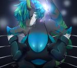  2018 anthro big_breasts boxing boxing_gloves breasts cherrikissu cleavage clothed clothing digital_media_(artwork) female fish looking_at_viewer marine non-mammal_breasts shark solo sport 