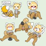  aggressive_retsuko anal anal_penetration backsack balls blush bottomless bra briefs clothed clothing cum dildo erection humanoid_penis itsded male mammal masturbation masturbation_toy penetration penis red_panda resasuke retsuko sex_toy shirt solo solo_focus t-shirt underwear 