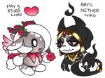  &lt;3 ami-dark annoyed black_sclera cervine chao_(sonic) claws cute demon duo female flower jewelry mammal open_maw plant red_eyes smile sonic_(series) white_eye 