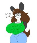  2018 anthro bear big_breasts big_thighs breasts clothing dialogue digital_media_(artwork) dividedwreck english_text female hair huge_breasts mammal open_mouth panda simple_background solo text thick_thighs 