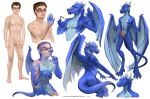  balls blue_skin borsmenta dragon eyewear glasses human humanoid_penis mammal naked_glasses penis transformation 