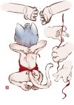  anthro apron backsack balls bottomless cat clothed clothing cub feline from_behind_(disambiguation) male mammal solo young yuanyuan 