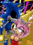  5_fingers amy_rose anthro anthro_on_anthro balls big_breasts black_sclera blue_balls blue_body bound breasts clothing cum cum_in_mouth cum_inside cum_on_breasts cum_on_face cum_on_penis cumshot detailed_background dress duo ejaculation exposed_breasts fellatio female fur green_eyes grey_penis hand_on_head hands_behind_back hedgehog kneeling looking_up machine male male/female male_penetrating mammal metal_sonic nipples oral orgasm outside penis pink_fur pink_nipples questionable_consent raianonzika red_eyes red_topwear robot rope rope_bondage sex shirt_down sonic_(series) standing tan_fur 