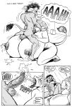  2001 age_difference anthro areola balls big_balls big_breasts big_penis black_and_white blush bovine breasts cattle comic cum cum_in_mouth cum_inside dialogue digital_media_(artwork) donkey english_text equine fellatio female huge_breasts huge_penis hyper hyper_breasts karno lactating male male/female mammal monochrome nipples older_female oral oral_penetration penetration penis sex speech_bubble text tongue tongue_out younger_male 