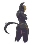  2018 alpha_channel ankh anubian_jackal bit_butt black_fur blonde_hair breasts butt canine crossed_arms egyptian female fur furrymoan hair hand_on_breast jackal looking_at_viewer mammal motion_lines neith_(furrymoan) presenting presenting_hindquarters simple_background solo transparent_background 