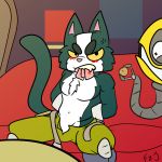 2018 anthro avocato bulge cat clothing feline final_space fizzy-jay-art fur male mammal muscular strip_poker undressing 