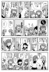  akebono_(kantai_collection) bag bell comic commentary_request dress drink eating flower food greyscale hair_bell hair_flower hair_ornament highres ikazuchi_(kantai_collection) jingle_bell kantai_collection kasumi_(kantai_collection) monochrome multiple_girls neck_ribbon neckerchief oboro_(kantai_collection) otoufu paper_bag pinafore_dress remodel_(kantai_collection) ribbon sakura_mochi sazanami_(kantai_collection) school_uniform serafuku translation_request upper_body ushio_(kantai_collection) wagashi window 