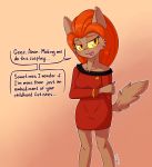  anthro canine clothing cosplay crossover dialogue dsp2003 english_text eyelashes female ghoul_school hair m&#039;ress mammal scooby-doo_(series) smile solo star_trek_the_animated_series sweater text were werewolf winnie_werewolf 