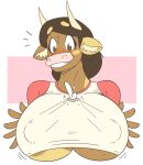  anthro big_breasts bovine breasts brrasts clothed clothing cum cum_through_clothing female huge_breasts mammal minotaur molly_(slightlysimian) nipple_bulge sex shirt slightlysimian solo titfuck under_boob 