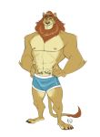  2017 5_fingers abs anthro biceps claws clothing digital_media_(artwork) evane feline fur furrybob hair hi_res lion male mammal mark_(evane) muscular muscular_male pecs simple_background solo standing tattoo toe_claws toes underwear white_background 