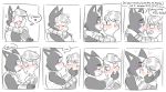  2018 anthro avocato blush cat clothing comic dialogue duo feline final_space fur gary_(final_space) hug human human_on_anthro interspecies jadeyarts kissing male male/male mammal 