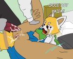  aggressive_retsuko bottomless clothed clothed_sex clothing cum duo female female_focus glowing glowing_eyes haida hyena kamperkiller_(artist) male male/female mammal metal penis pussy red_panda retsuko sanrio sex solo_focus text 