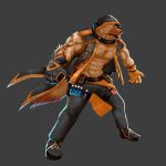  2016 5_fingers abs anthro belt biceps carrymeow clothed clothing collar digital_media_(artwork) fur gloves hi_res hoodie hyena male mammal muscular pants pecs scar simple_background solo standing 