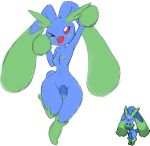  2018 anthro blue_fur breasts cyanzangoose dickgirl digital_media_(artwork) fak&eacute;mon flaccid fur girly green_fur green_nipples humanoid_penis hybrid intersex jumpluff lopunny nintendo nipples nude on_one_leg one_eye_closed open_mouth open_smile penis pok&eacute;mon pok&eacute;mon_(species) pok&eacute;mon_fusion pose red_sclera small_breasts small_waist smile solo standing uncut video_games wide_hips wink 