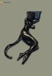  feline female mammal nude panther pillow rubber shinard_(artist) simple_background solo 