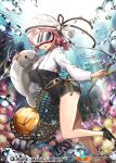  &gt;_&lt; :o air_bubble anklet barefoot basketball blue_eyes bracelet breasts bubble copyright_name covered_eyes day diving_mask fish flippers flower gambe hair_ornament jewelry large_breasts light_rays long_sleeves manatee net official_art pink_flower pink_hair qurare_magic_library ribbon short_hair smile solo swimsuit underwater watermark wrist_ribbon 