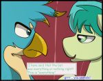  2018 avian blue_eyes blush comic cum dialogue digital_media_(artwork) earth_pony english_text equine flash_draw friendship_is_magic fur gallus_(mlp) gaming gryphon hair horse male male/male mammal my_little_pony pony sandbar_(mlp) standing text 