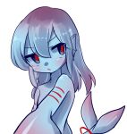 animal_ears blue_eyes blue_hair blue_sclera blue_skin blush filet_(kai_himo) fins gills gradient_hair head_fins head_tilt kai_himo looking_away monster_girl multicolored_hair nude original parted_lips pink_hair red_pupils simple_background solo tail upper_body white_background 