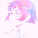  &gt;_&lt; :3 close-up closed_eyes closed_mouth face glasses ilya_kuvshinov original short_hair smile solo tears x3 