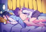  ass barefoot blue_dress blue_hair blush closed_eyes directional_arrow dokidoki!_precure dress green_panties hishikawa_rikka kenzaki_makoto long_hair lying multiple_girls negom on_stomach panties panty_pull precure purple_eyes purple_hair short_hair shorts underwear yuri 